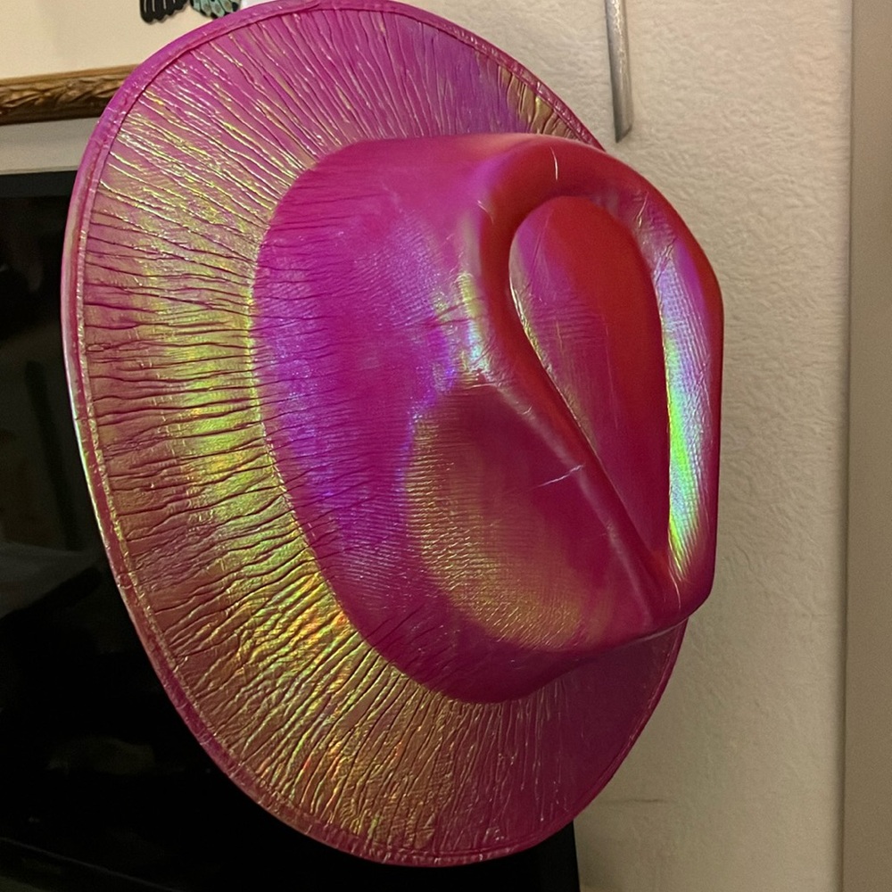 Iridescent Sturdy Plastic Pink Hat